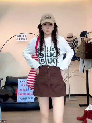 美式咖牛仔短裙女小个子2025早秋新款高腰显瘦a字多巴胺牛仔短裤