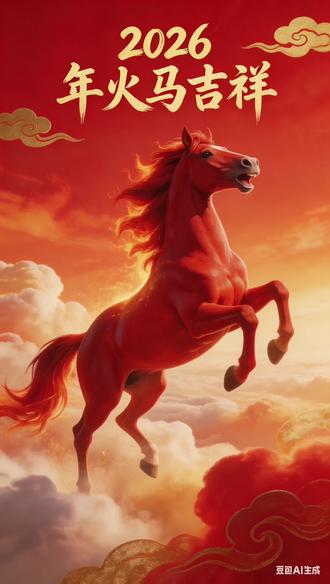 2026火马年吉祥,祝大家策马扬鞭开新局,马到功成万事兴,生活如骏马奔腾,日日红火,岁岁平安