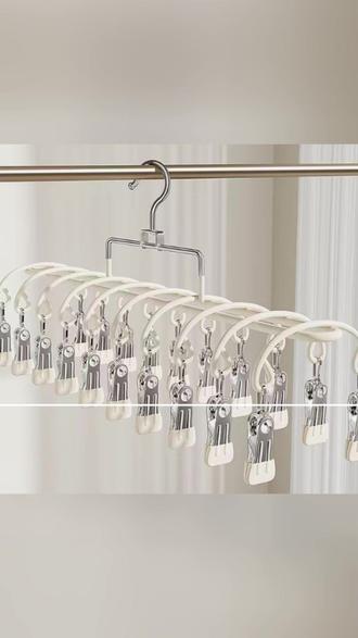 【双排20夹】不锈钢袜子晾晒夹子家用无痕多功能晾衣架阳台防风夹 #不锈钢晾晒架 #防风晾晒夹 #晾晒夹