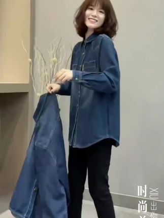 #早秋穿搭#韩系穿搭#牛仔衬衫#显瘦穿搭#高级感穿搭