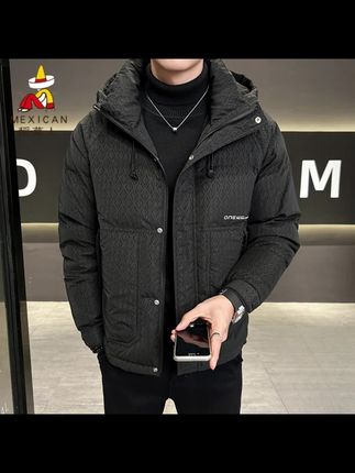 连帽羽绒服男士2025新款冬季加厚保暖菱形格印花#好物推荐🔥 #连帽羽绒服 #羽绒服 #夹克外套 #新款冬季羽绒服