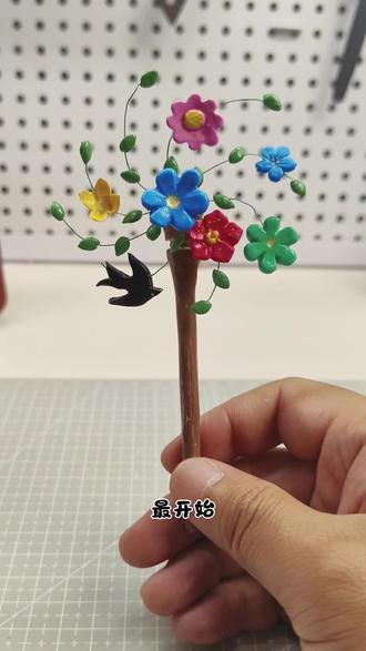 海绵宝宝版小风车#石塑粘土 #手工diy #海绵宝宝 #粘土