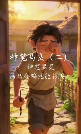 系列故事之神笔马良二:神笔显灵!画只公鸡竟能打鸣?#dou上热门 #寓言故事手抄报 #睡前故事 #中国传统故事 #少儿故事