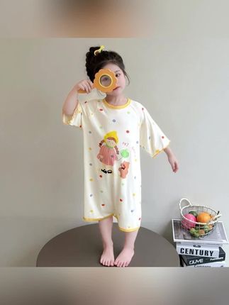 女童睡裙夏季莫代尔连体空调服宝宝防着凉薄款裙子女孩儿童家居服#夏季穿搭 #高品质童装 #睡裙#好物推荐🔥 #高品质童装
