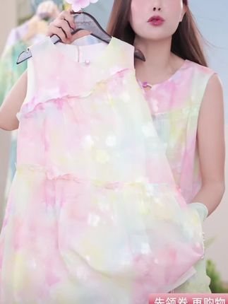 女童无袖连衣裙2025夏季新款洋气儿童晕染提花裙子女孩甜美公主裙