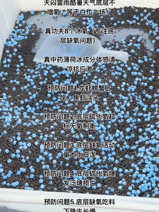 天闷雷雨酷暑天气底层不增氧,等于白忙一场!,真功夫8个冰氧(专注底层缺氧问题),真中药薄荷冰成分体感清凉抗应激,预防问题1.龙虾螃蟹上岸,鱼虾浮头,预防问题2.底层硫化氢超标无氧制衡,预防问题3.底层缺氧活动量大水白浑,预防问题4.底层硫化氢爆发泛塘损亡,预防问题5.底层缺氧吃料下降生长慢#河蟹养殖 #水产养殖 #真功夫冰氧 #虾蟹冰氧乐 #螃蟹养殖