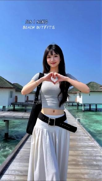 🏝(^.^)summer 小岛穿搭日记🫧 #让配色决定夏日穿搭#夏日穿搭 #海边度假穿搭 #显瘦半身裙 #ootd穿搭