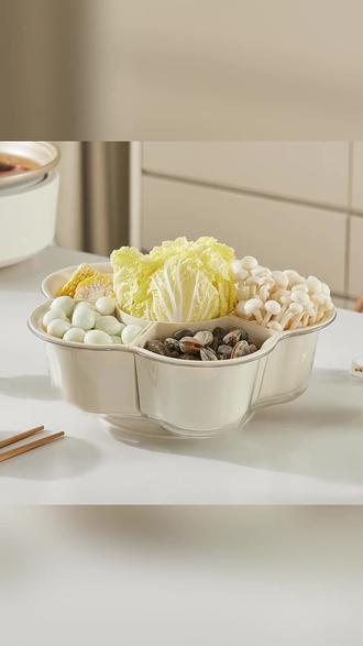 可旋转火锅配菜盘分格收纳蔬菜拼盘多功能沥水菜盘子厨房备菜神器 #厨房收纳神器 #多功能配菜盘 #火锅配菜工具 #沥水菜盘推荐 #厨房备菜神器