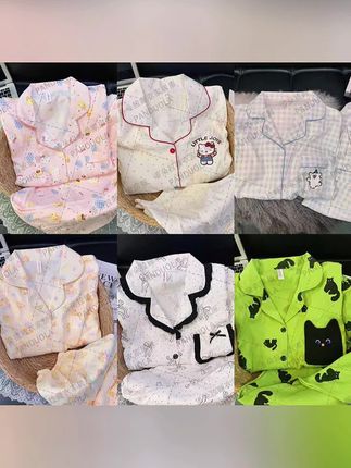 【春秋云朵细纱绵多款】长袖可爱卡通小狗睡衣女孩春秋季学生家居服 #睡衣 #可爱睡衣 #云朵棉睡衣