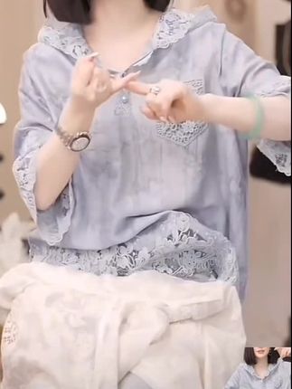 高级感蕾丝花边连帽衬衫女2025春季新款洋气宽松显瘦设计感上衣潮