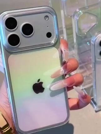 雅天立适用简约七彩镭射渐变iPhone17promax苹果1615手机壳14硬13#可爱瞬间 #七彩手机壳 #简约大气 #洁白无瑕 #每日分享手机壳