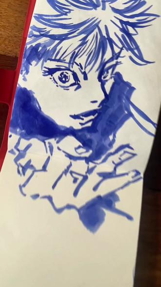 每日一画!今天画五条悟! #真实生活分享计划 #咒术回战 #五条悟 #手绘 #二次元
