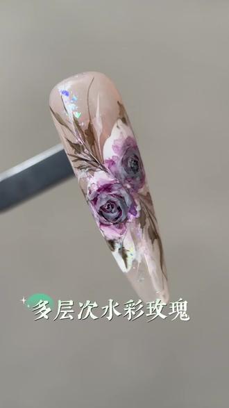 水彩玫瑰美甲教程 淄博小乐不定期保姆级的教程抓紧点赞收藏#淄博学美甲美睫#淄博在哪里学习美甲#零基础学美甲美睫#淄博小乐化妆美甲培训学校#职业技能培训学校