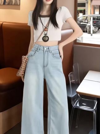 #阔腿牛仔裤女 #夏季穿搭 #穿搭 #牛仔裤 #显高显瘦显腿长
