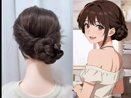 原来侧花苞丸子头这么好看,气质又百搭#丸子头 #侧花苞丸子头#皮筋##四齿梳 #编发