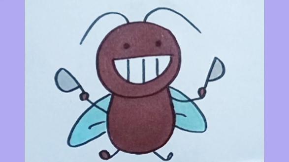 蟑螂简笔画 #简笔画 @抖音创作小助手 @抖音小助手