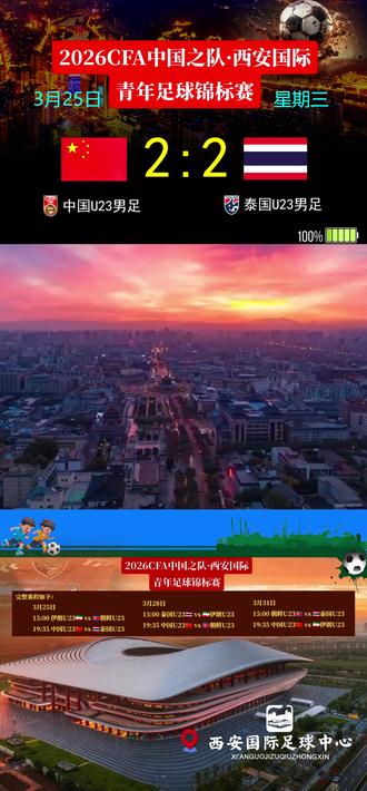 中国U23男足2:2泰国U23男足 2026西安国际青年足球锦标赛,中国U23男足2:2泰国U23男足!#热门 #中国男足 #兰州陇原竞技 #红色沙漠 #准备好了