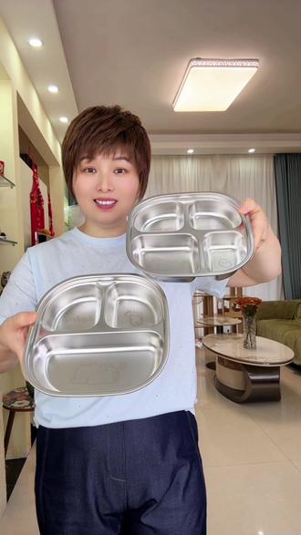《到手两个》不锈钢快餐盘家用分格盘学生食堂专用打饭盘分餐盘饭盘#不锈钢分餐盘 #不锈钢分格餐盘#分餐盘#分格餐盘#餐盘