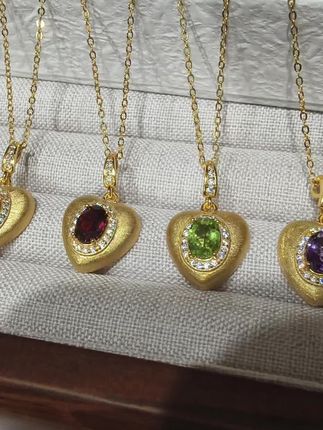 #天然水晶 #石榴石 #橄榄石 #纯银项链 #挂件吊坠