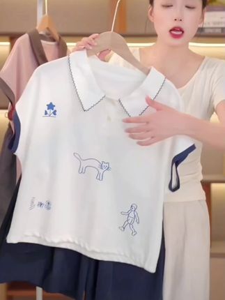 夏日清爽风!女童短袖POLO衫T恤+薄款中裤两件套,中大童女孩穿超有范儿~#女童夏季穿搭#中大童女孩穿搭#女童夏装套装#儿童透气夏装#POLO衫童装搭配