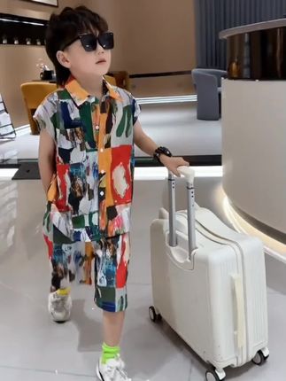 男童夏季衬衫套装2025新款儿童装夏装短袖薄款大童男孩痞帅时髦潮 #夏季穿搭 #高品质童装 #每日童装穿搭分享 #潮酷穿搭 #潮童必备