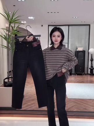 萱贝纯高腰百搭显瘦直筒牛仔裤女2025秋季新款时尚洋气九分烟管裤#无限回购的宝藏单品 #时尚牛仔裤#显高显瘦显腿长 #九分裤 #时尚大方