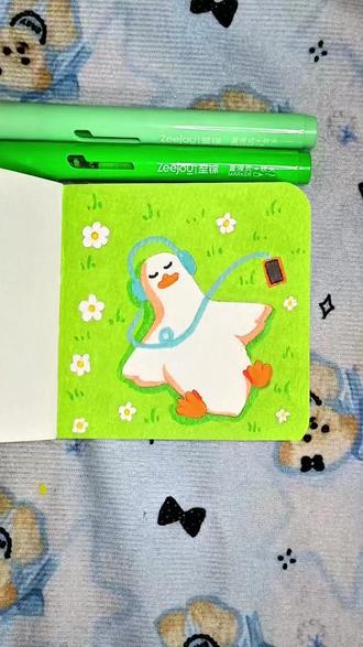 沉浸式画画 | 可爱躺平的鸭鸭~~ #简笔画 #启蒙早教 #儿童益智 #秘密花园儿童画 #儿童画