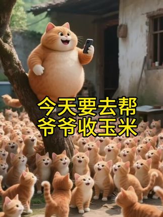 胖橘派999个孩儿去帮爷爷收玉米#治愈 #橘猫 #萌宠出道计划 #即梦ai