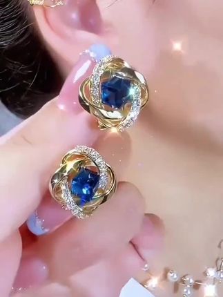 #时尚饰品 #蓝色耳环#耳扣耳钉#精品耳饰#耳环