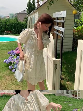 复古盘扣泡泡袖碎花连衣裙女夏季新款微胖mm显瘦设计感收腰a字裙#气质仙女裙穿搭 #夏天该有的样子 #夏季穿搭 #温柔风穿搭 #甜美穿搭
