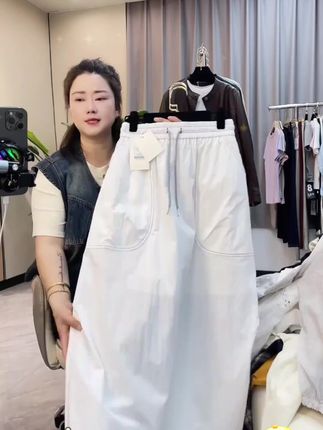 黑色明线工装半身裙女夏季2025新款宽松高腰气质过膝中长款裙子