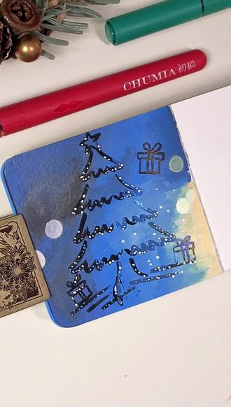 ❄️起雾玻璃|圣诞树🎄|丙烯马克笔教程#画 #跟着抖音学画画 #绘画教程 #丙烯马克笔 #初描丙烯马克笔