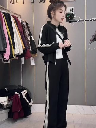 G3010小个子定制时尚运动套装女秋冬款减龄外套窄版裤两件套长袖
