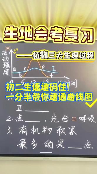 2026生物会考|1分半带你速通一张曲线图 #光合作用#初中生物#生地会考#中考#会考