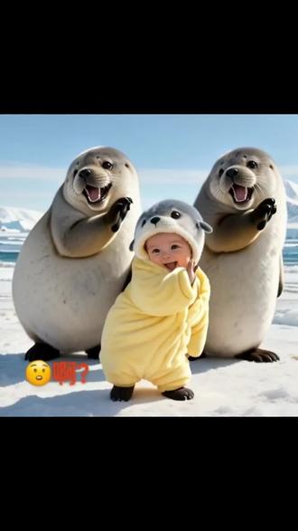 #ai让我跳上超萌海豹舞 这AI把我儿子整得有点像外国宝宝的样子😂😂