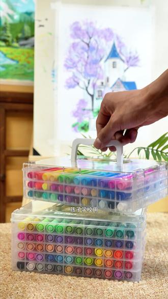 水滴型的尼龙软笔头,控笔轻轻松松,绘画小白闭眼入!!!#真彩直液式丙烯马克笔 #文具分享 #涂鸦 #创意生活