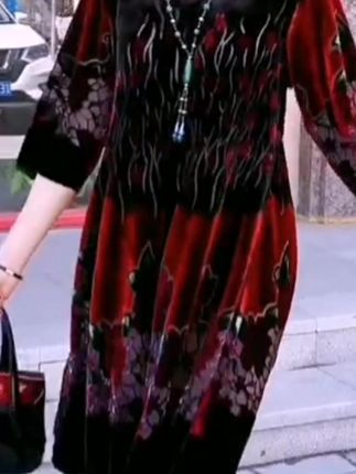 #中老年妈妈装桑蚕丝连衣裙,宽松舒适显瘦,女神穿搭