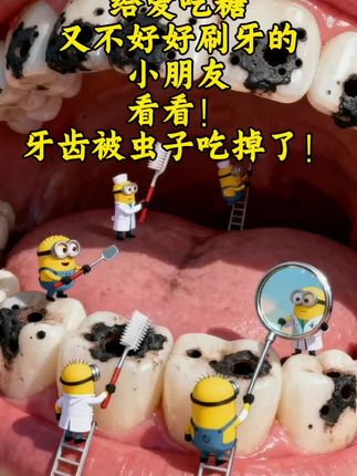 给爱吃糖又不好好刷牙的小朋友看看,牙齿被虫子吃掉了!#小黄人大眼萌 #牙齿健康 #牙齿护理 #龋齿#小黄人特效 @@抖加🔥上热门🔥dou+🔥热点宝 @抖音推荐官# @抖音创作小助手
