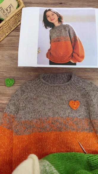 心橙套衫 同款花纱精品羊毛线细支羊毛 50克#毛线编织 #手工编织 #织毛衣 #毛线团 #diy毛衣