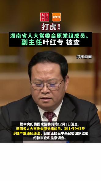 打虎!湖南省人大常委会原党组成员、副主任叶红专被查 #湖南 #湘西