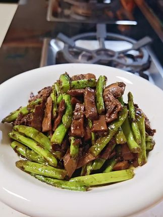 梅干菜烤笋烧刀豆,很下饭#家常菜 #下饭菜