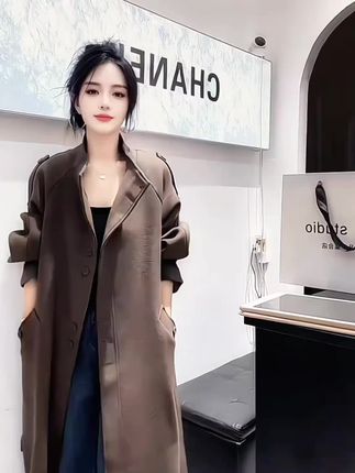 2025秋季新款时尚显瘦气质网红高档洋气女高级百搭宽松大码风衣潮