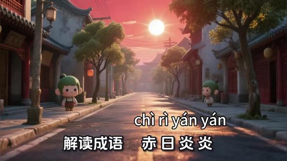 解读成语:赤日炎炎(描写夏天)中性词#成语 #成语接龙 #成语积累 #青年创作扶持计划 #成语动画