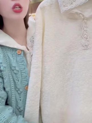 超细美利奴羊毛混纺欧根纱蕾丝连帽套头时尚百搭上衣