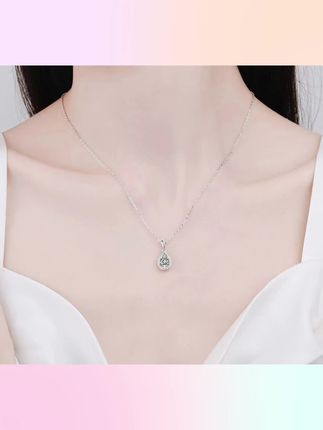 #首饰佩戴 纯银项链女梨形锁骨链镀金群镶颈链#时尚饰品 #饰品分享 #珠宝首饰 #项链