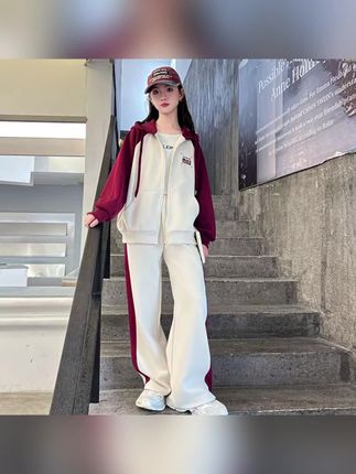 女大童春装套装2025新款儿童春秋女孩12中学生女童15岁外套两件套#高品质童装 #女童套装
