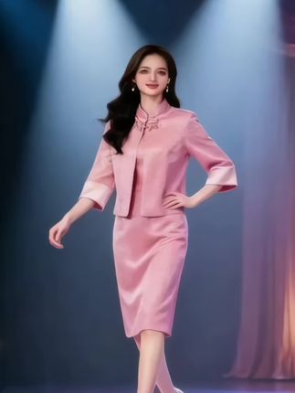 粉色喜妈妈婚宴装连衣裙女2025春秋新款高端轻奢喜婆婆礼服两件套喜婆婆婚宴礼服#喜婆婆喜妈妈婚宴装 #喜婆婆妈妈装