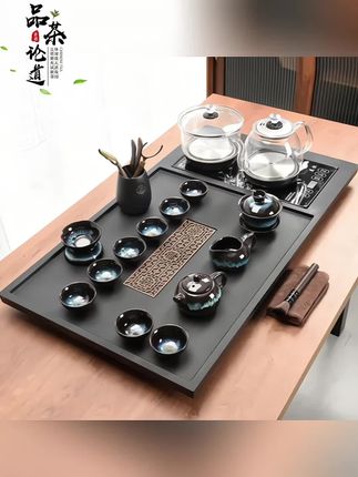 #石茶盘 #茶盘套装全自动一体 #全自动上水电热烧水壶 #茶台烧水壶 #茶盘茶具套装