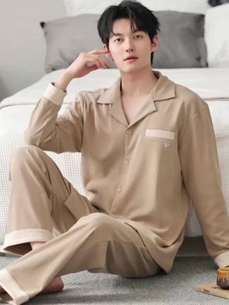 家居服套装长袖长裤简约开衫休闲宽松大码睡衣男款春秋季 #男士睡衣 #男士家居服 #男士睡衣家居服 #男士家居服可外穿 #睡衣套装