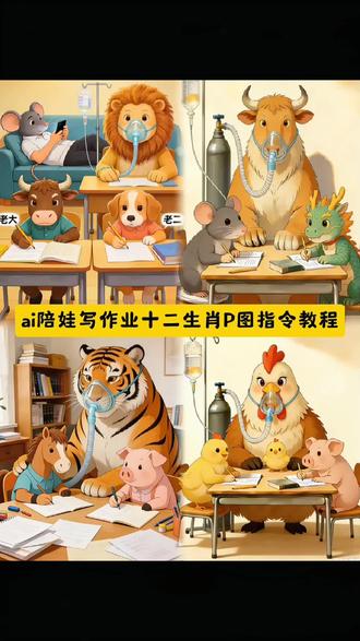 陪娃写作业动物图片ai生成教程来啦! 陪娃写作业生肖图片 ai生成动物图片口令 陪两个娃写作业的搞笑图怎么制作 陪娃写作业ai生成图片动物 陪娃写作业十二生肖指令 陪小孩写作业图片 #在我这没有不写作业的小孩 #陪娃写作业#豆包ai #豆包出大片有两把刷子
